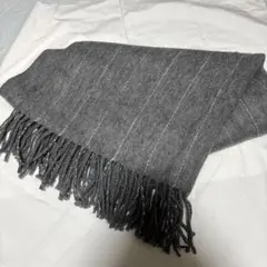 大判グレー ストライプ ストール新品未使用