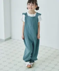 pairmanon★ダブルガーゼ バッククロス フリルサロペット 120