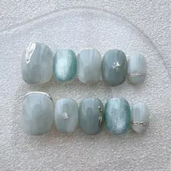 【NO.284】ベリーショート ネイルチップ マグネット ニュアンス 淡色