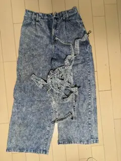 cussil ルーズシルエットダブルサスペンダーワイドパンツ