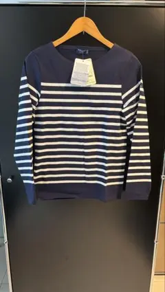 ネイビーとホワイトのストライプ 七分袖カットソー