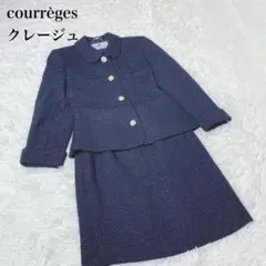 ☆【美品】courregesクレージュ ネイビーピンドット柄レトロジャケット 