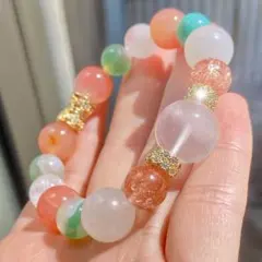 桜瑪瑙 ムーンストーン 塩源瑪瑙 ローズクォーツ 天然石 ブレスレット