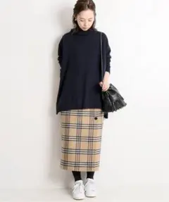 IENA　Wフェイスリバーシブルミッドカーフスカート