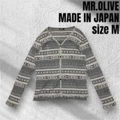 MR.OLIVE ミスターオリーブ 美品 チマヨボーダーカーディガン 日本製 Mのサムネイル