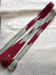 アンティーク帯締め 濃いピンク 水色 大正ロマン 昭和初期