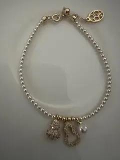 と*ー様 天然（小粒）パールと合金ゴールドのブレスレット