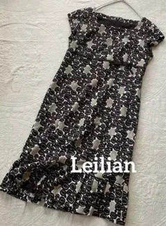 美品　Leilianレリアン　上品フェミニン　総柄プリントワンピース