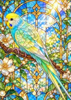 セキセイインコ　オパーリン　デジタルアート　2Lサイズ