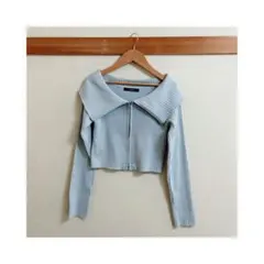 【w closet】 ラメ混リブオフショル長袖カーデ