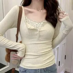 小花柄　インナー付き　トップス