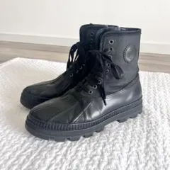 ジミーチュウ キャンバス レザー ショートブーツ 44 JCロゴ ラバーソール