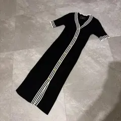 バイカラー ニットワンピース ブラック 半袖　レディー　Rady