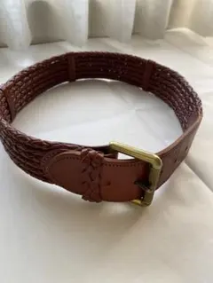 ラルフローレン　ブラウン 編み込みレザーベルト