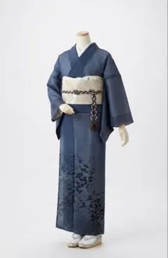 トールサイズ】夏着物 絽 正絹 縦縞 深緑×ミントグリーン 身丈170 裄65
