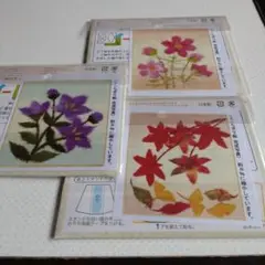 【新品、未使用】四季のちぎり絵 ペーパークラフト作成キット 3点セット 花と葉