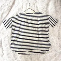 earth music&ecology アース ボーダー 半袖 Tシャツ 青