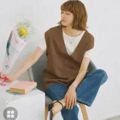 新品未使用✨️ティティベイト✨️深Vネックベスト ベスト ブラウン Mサイズ