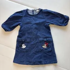 petit main ミッキー・ミニー刺繍デニムワンピース(100cm)