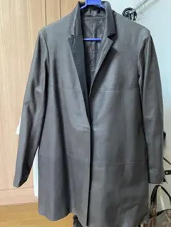 ダークブラウン レザー ロングコート