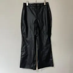 GU ジーユー フェイクレザーワイドパンツ ブラック フレアパンツ サイズL