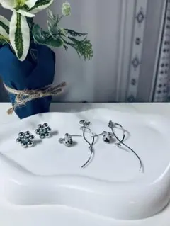 No.34 天然石2WEY2点ピアスセット