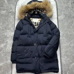 バーバリー♡ダウンコート　ファー　フード　ノバチェック ネイビー
