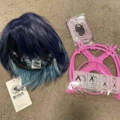 コスプレウィッグ　ウィッグスタンド付き　ブルー