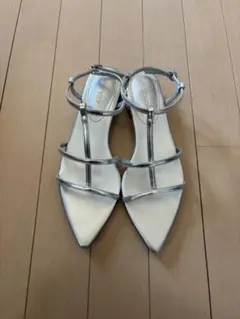 シルバー ストラップサンダル ヒール5cm