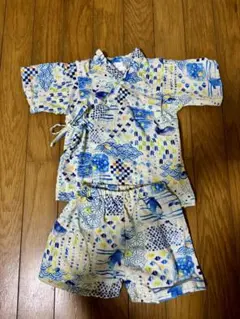 日本製 甚平 サイズ95 青系柄ジンベイザメ柄