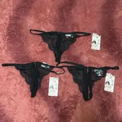 セクシーランジェリー　ブラックレース Tバック 3枚セット