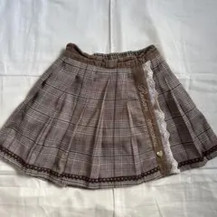 axes femmeアクシーズファムキッズブラウン系チェック プリーツスカート