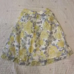 テチチ　イエロー　レモン　スカート　膝丈　ミモレ　花柄　フラワー　フラワー　黄色