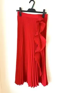 値下げ 美品 MIU MIU ミュウミュウ プリーツスカート 赤