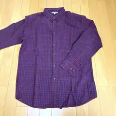 ユニクロ 赤青チェック 長袖シャツ