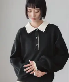 LOWRYS FARMバイカラーポロニットＬＳセーター ロングスリーブ