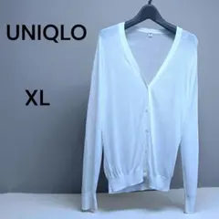 ユニクロ ライトVネックカーディガン 白 XL
