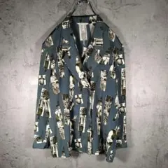 【激レア】 総柄シャツ ジャケット風 ダブル 肩パッド 個性派 デザイン