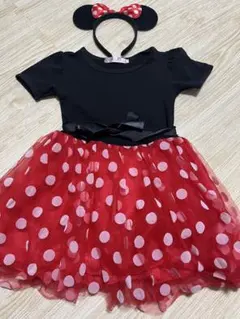 ミニーマウス風ドレスとヘアバンド