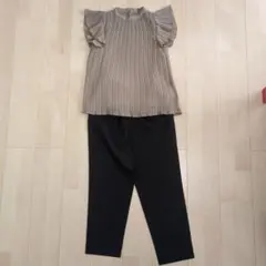 ミッシュマッシュ　モカ ブラウン プリーツシャツ Mサイズ