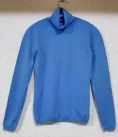 iCB 青 タートルネック 薄手　ニット　サイズS　　ウールカシミヤ混