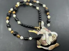 M8281 天然石　貝　ネックレス　ヴィンテージ アクセサリー