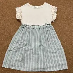 【BEAMS mini】ストライプ フリル袖 ワンピース 110cmのサムネイル