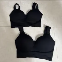 ブラック ブラトップ2枚セット XS Mヨガ フィットネス ナイトブラ