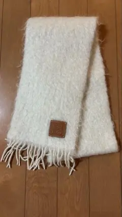 LOEWE ウール混合 ホワイトマフラー