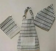 ハンドメイド 子供 エプロン 三角巾 収納袋 セット　110 120 3点 北欧