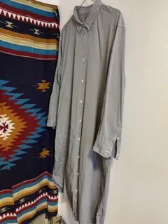無印☆XXL☆ロングシャツワンピース グレーとホワイト
