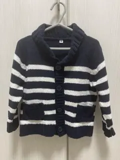 ストライプ カーディガン ネイビー/ホワイト
