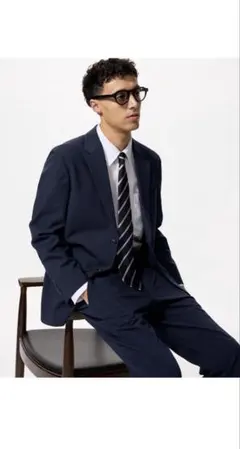 ユニクロ 感動ジャケットXL 感動パンツ w85cm セットアップ ネイビー