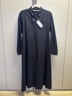 UNIQLO コットンAラインシャツワンピース L ネイビー
